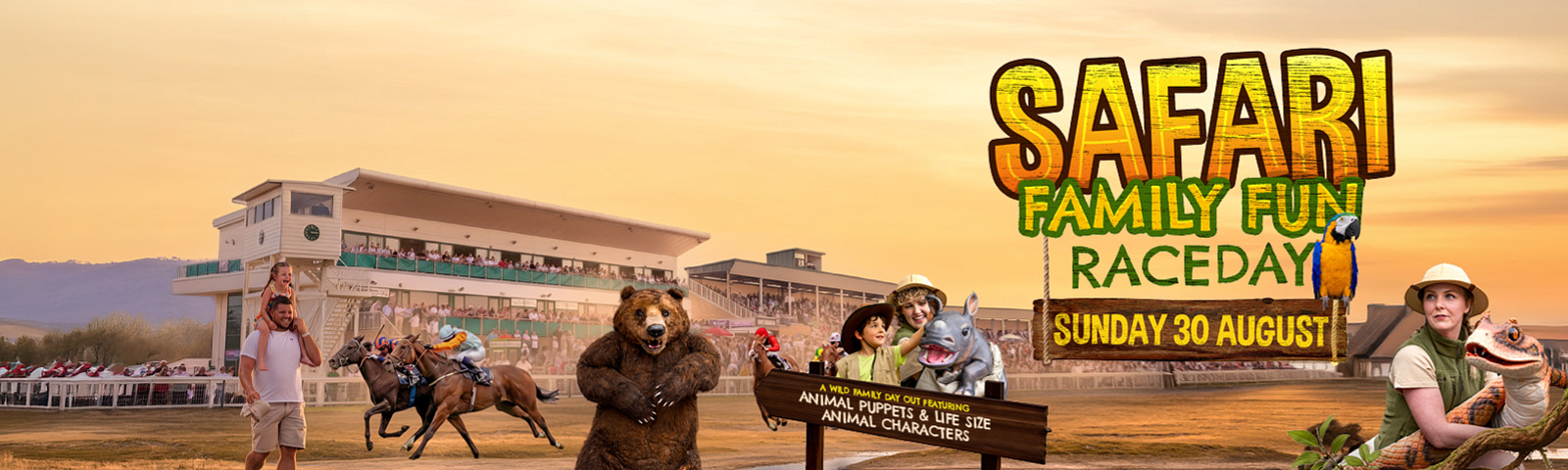 Official Safari Live family fun race day artwork for Great Yarmouth Racecourse.