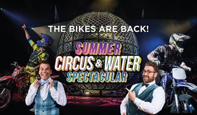 Official Summer Circus and Water Spectacular artwork featured in the Great Yarmouth events calendar.